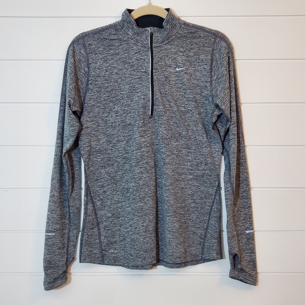 Nike Quarter Zipped Running Jacket Dri-Fit Gray. Size: M